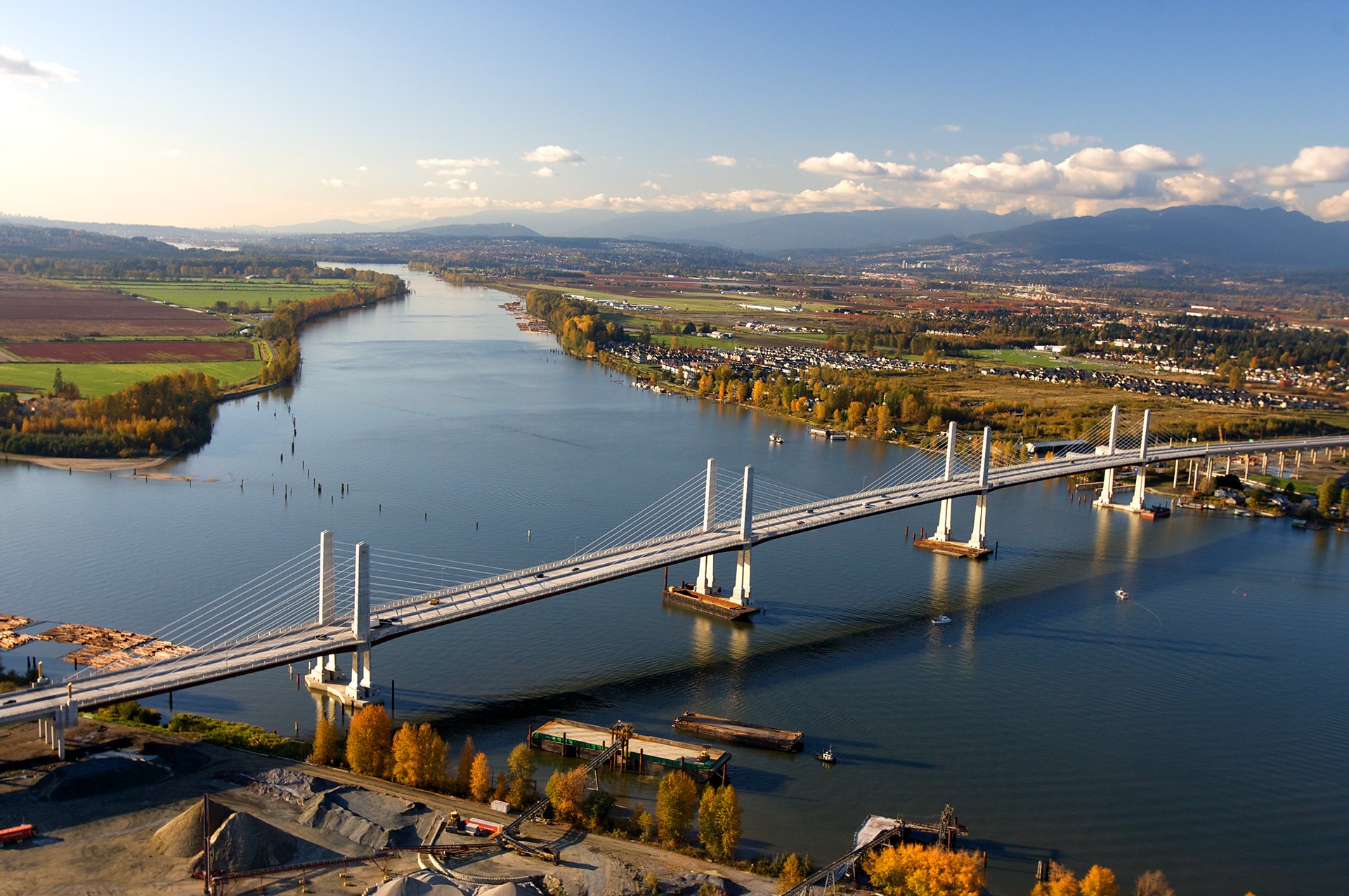 The Golden Ears Bridge over the Fraser River near Maple Ridge